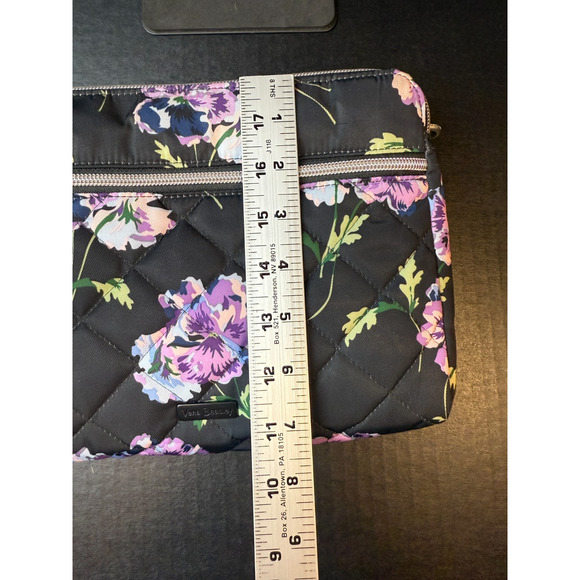 Vera Bradley Floating Plum Pansies Triple Compartment Crossbody Purse Bag - Picture 13 of 14